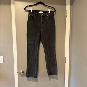 Abercrombie Black Washed Ankle Straight Jeans Ultra High Rise